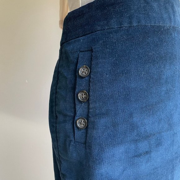 Blue Cord Short Skirt 90s Hip Side Button Pockets - Picture 8 of 9